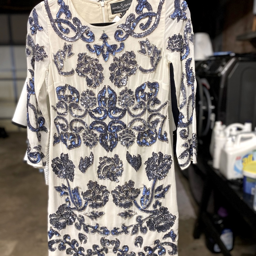 Needle and thread beaded mini dress